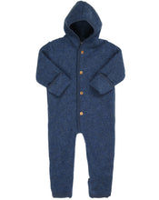 Engel baby wool overall with hood and wooden buttons
