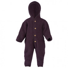 Engel baby wool overall with hood and wooden buttons