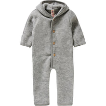 Engel baby wool overall with hood and wooden buttons