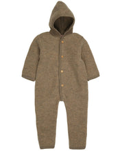 Engel baby wool overall with hood and wooden buttons